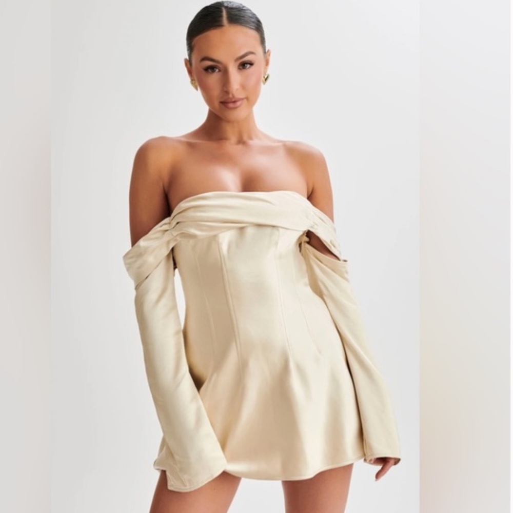 Meshki Giselle off the shoulder mini dress